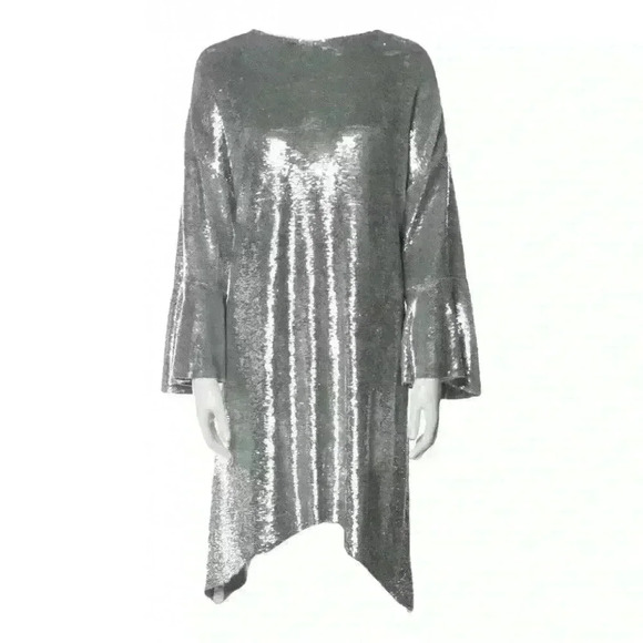 IRO Dresses & Skirts - IRO Paris Silver Sequin Asymmetrical Dress | Metallic Party Dress, Holiday Party